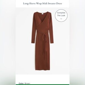 Abercrombie & Fitch Long-Sleeve Wrap Midi Sweater Dress